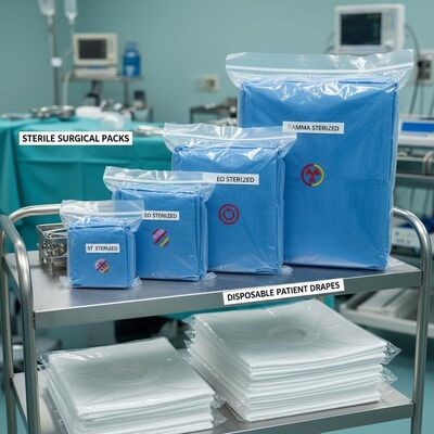 Sterile Surgical Packs in Various Sizes with Multiple Sterilization Methods and Disposable Patient Drapes